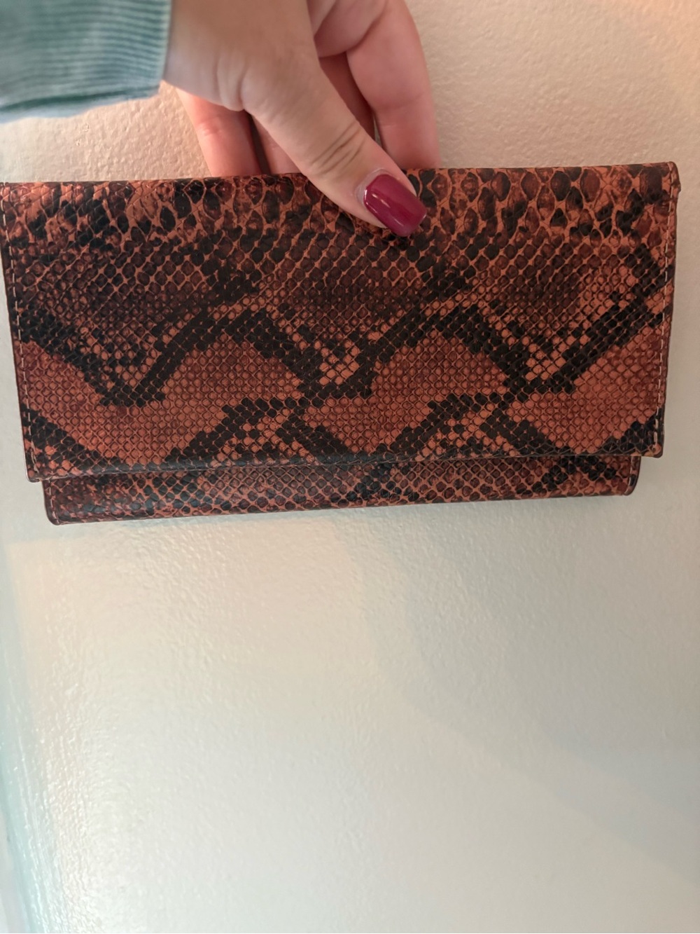 Eberle Brasil Vintage Snake Skin Tri fold Clutch Wallet 8.25x4.5”